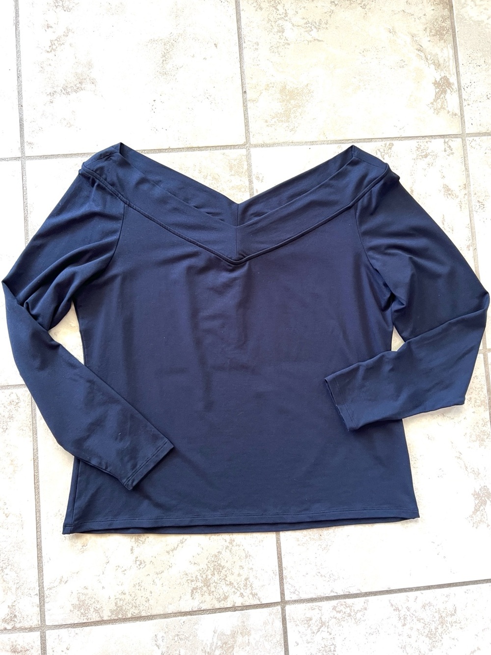Pure Collection Double V Neckline Navy 3/4 Length Sleeve Size US 14/16 Exc. Cond